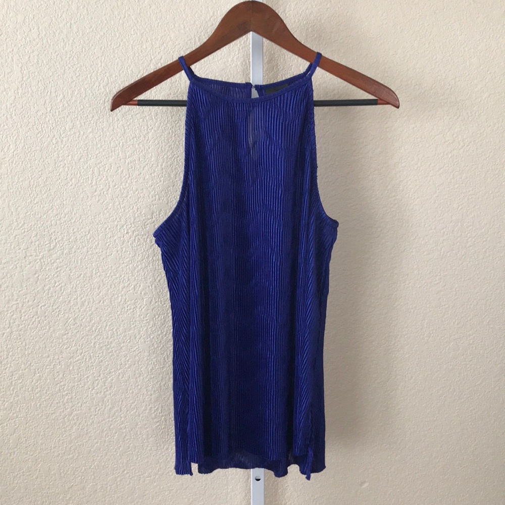 Sleeveless Accordion Pleated Top Violet Large NWT
